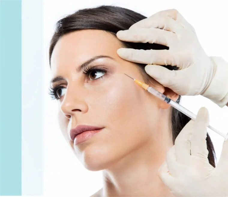 Botox treatment reducing facial wrinkles