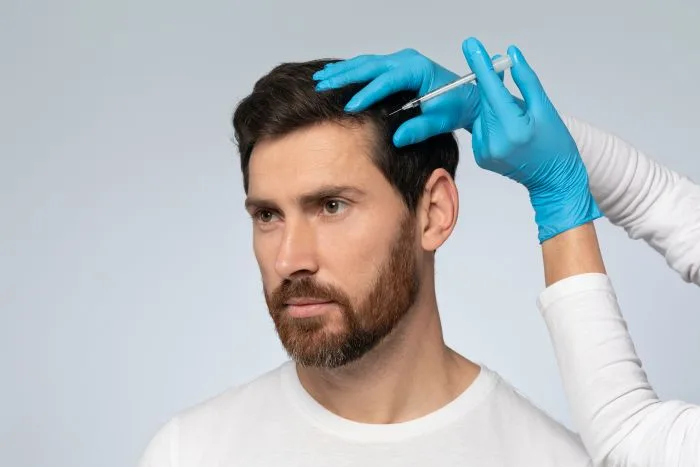 Middle Aged men getting Hair PRP treatment