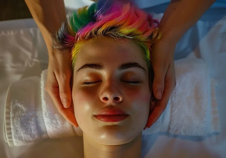 Person enjoying scalp massage