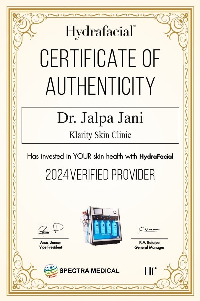 Hydrafacial Certificate of Authenticity